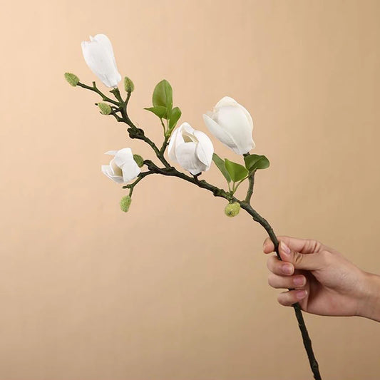 Magnolia Artificial Flowers Simulation Magnolia Fake Flowers DIY Wedding Decoration Home Bouquet Faux Flowers Branch