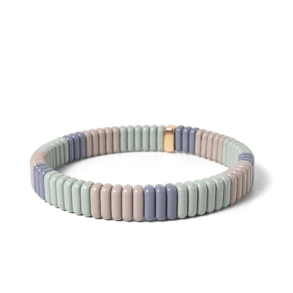 Tejesa 2X8MM Colorful Rectangle Tile Beads Bracelets for women/Girls