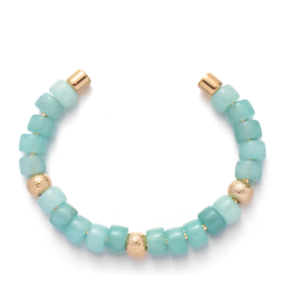 Tejesa Colorful Natural Stone Cuff Bangle Bracelets For Women