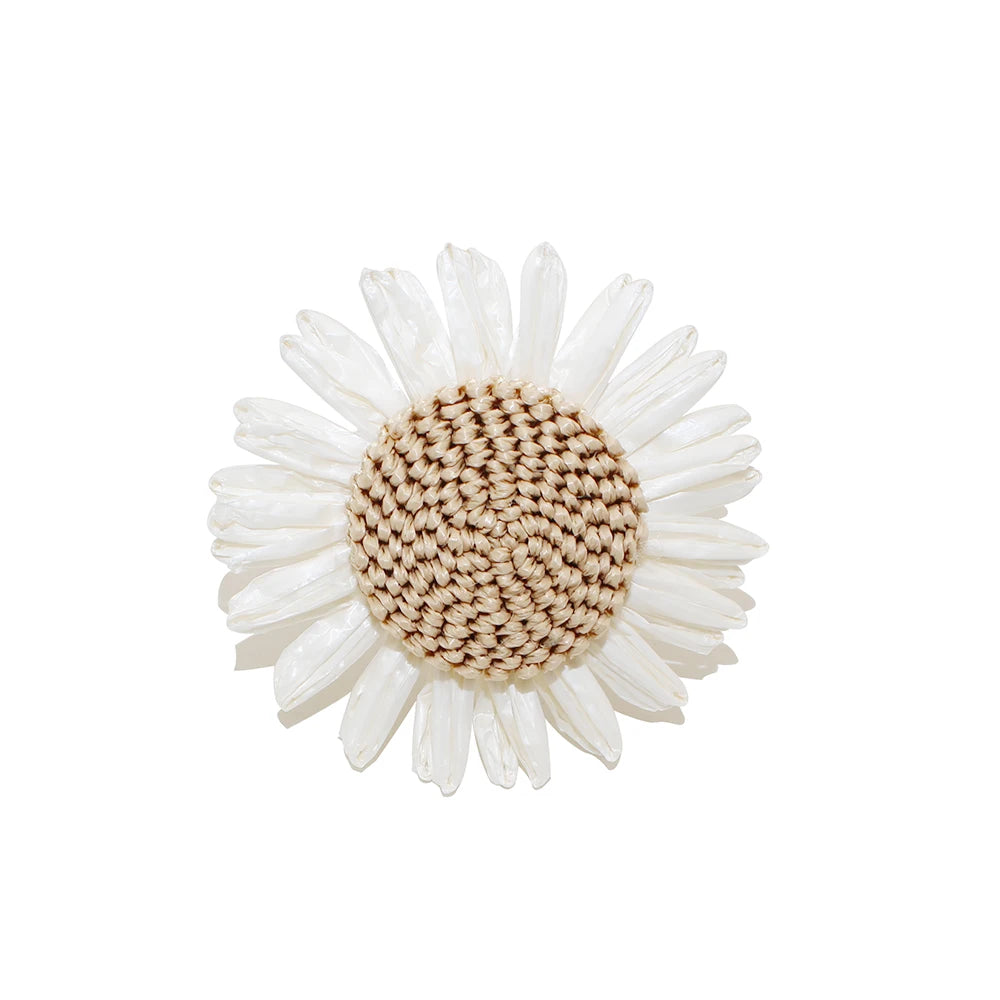 8PCS Sunflower Napkin Ring Raffia Handmade Daisy Flower Napkin Holder for Valentine Wedding Thanksgiving Party Table Decor HWF77