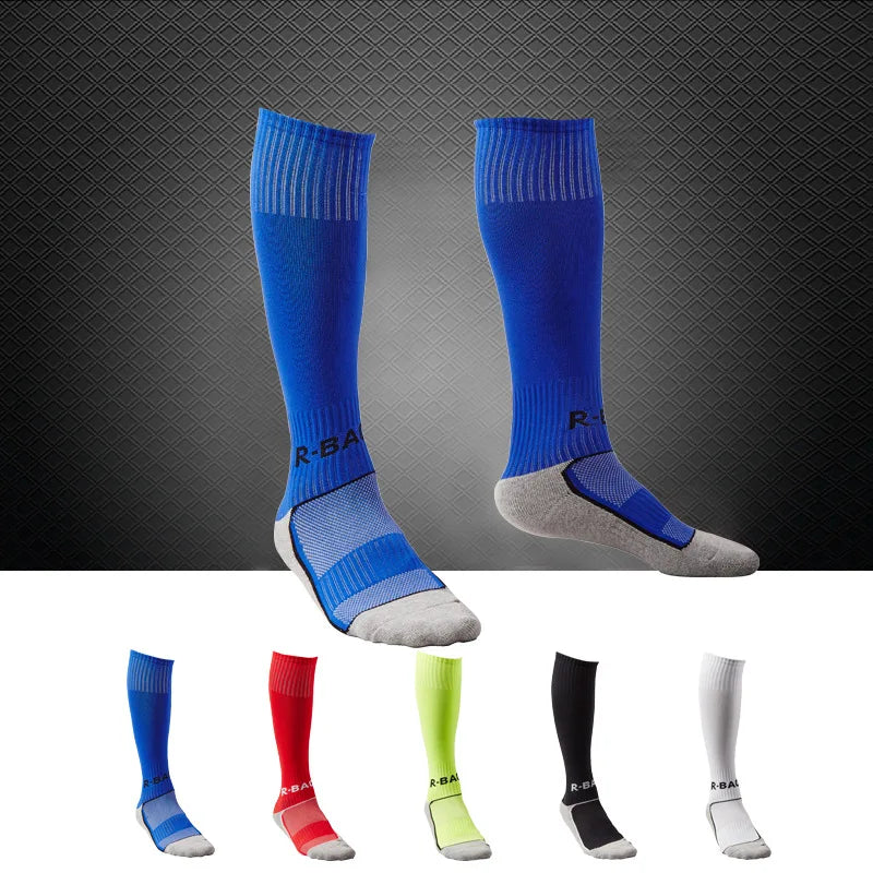 5 Pairs Kids Soccer Socks Boys Girls High Tube Long Knee Athletic Football Socks (4-18 Years) Children Cotton Stocking Football