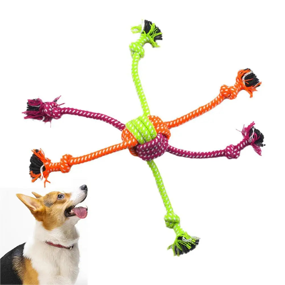 Tejesa Durable Bite-Resistant Interactive Knot Toy for Dogs- Chewable Rope with Green&Orange Fringes,Playful Design, Dog Toys
