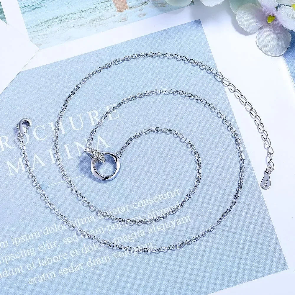Hemasa 925 Sterling Silver Diamond Zircon Clavicle Chain Women's Necklace Holiday Jewelry Gift