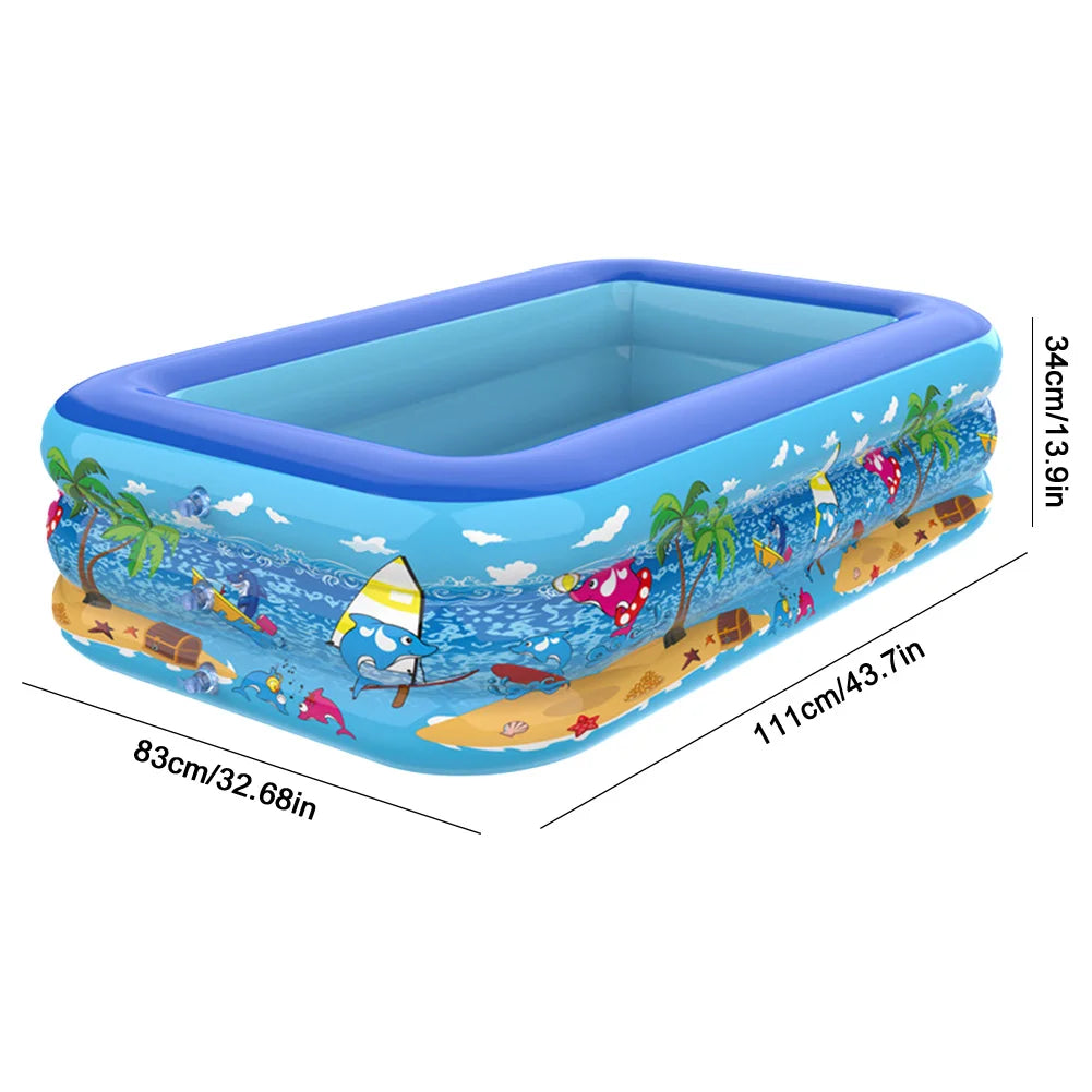 Tejesa Inflatable Swimming Pool Large Family Pools 120cm Rectangle Framed Children Swimming Pool Summer Outdoor Pool Baby Bathtub Toys