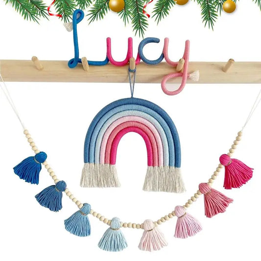 Hemasa Boho Rainbow Wall  Hanging With Tassel Garland Set