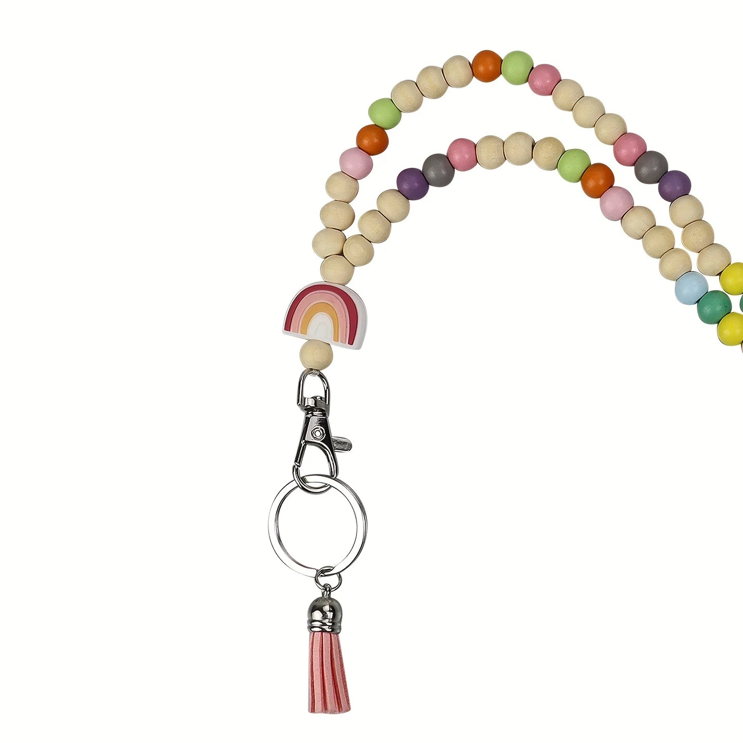 Hemasa Wooden Beaded Lanyard for Keys Keychain ID Card Holder Fashion Necklace Lanyards for Women Gift