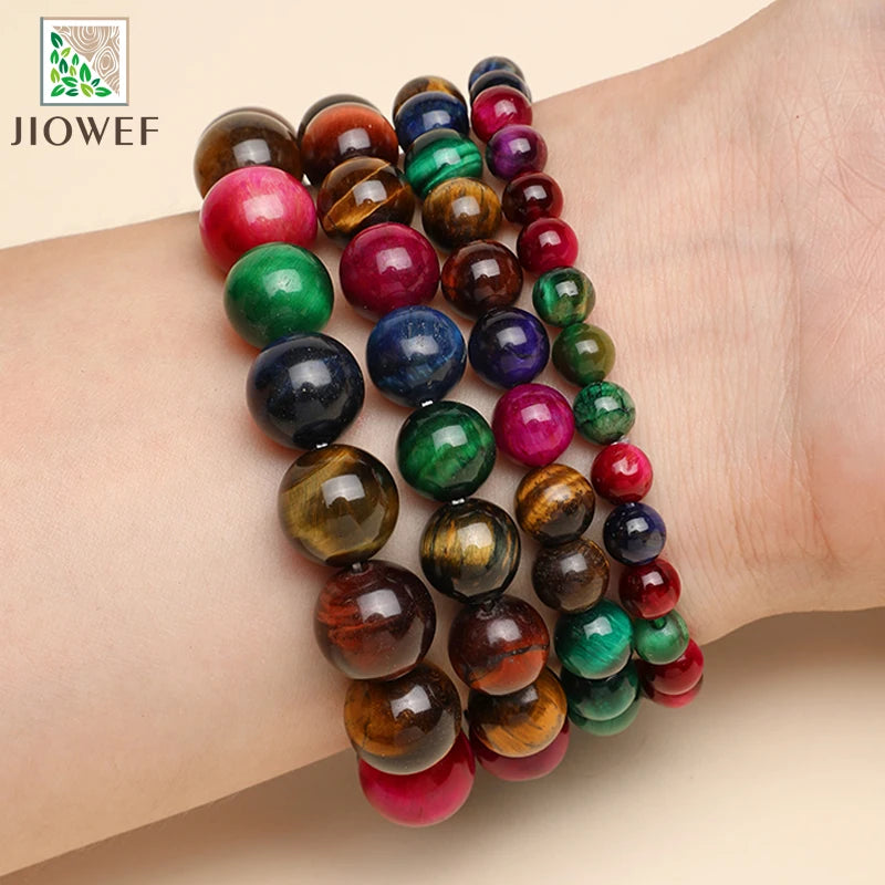 Mixed Color Tiger Eye Bracelets Bracelet Made of Real Natural Stone Beads Body-Purifying Geniune for Women Pulsera 6/8/10/12mm