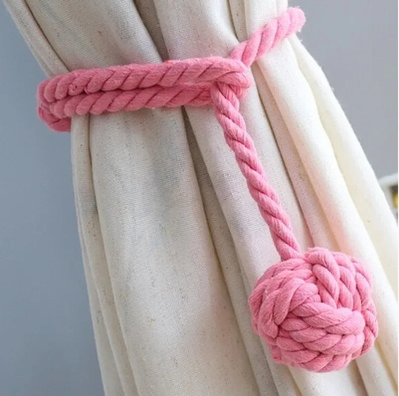 Macrame Curtain Tieback Curtain Tied Ball Hand-woven Cotton Straps Hanging Ball for Bedroom Living Room Boho Decor Accessories