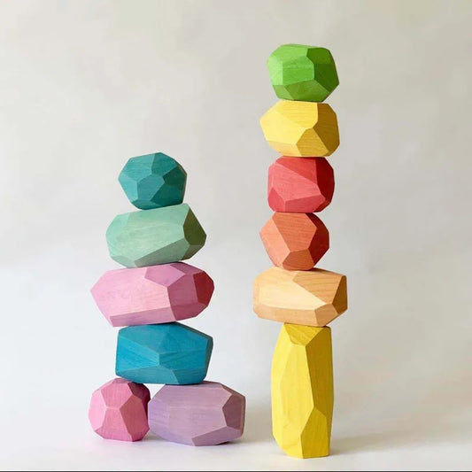 Hemasa Wooden Coloured Stacked Stones Building Blocks/ Kids Room Decoration