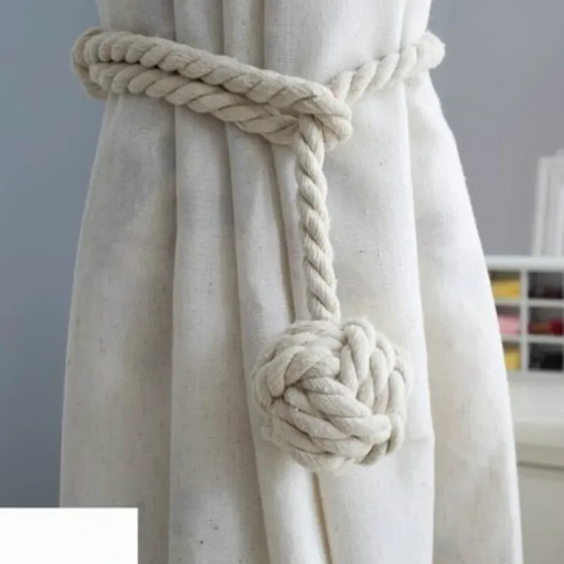 Macrame Curtain Tieback Curtain Tied Ball Hand-woven Cotton Straps Hanging Ball for Bedroom Living Room Boho Decor Accessories