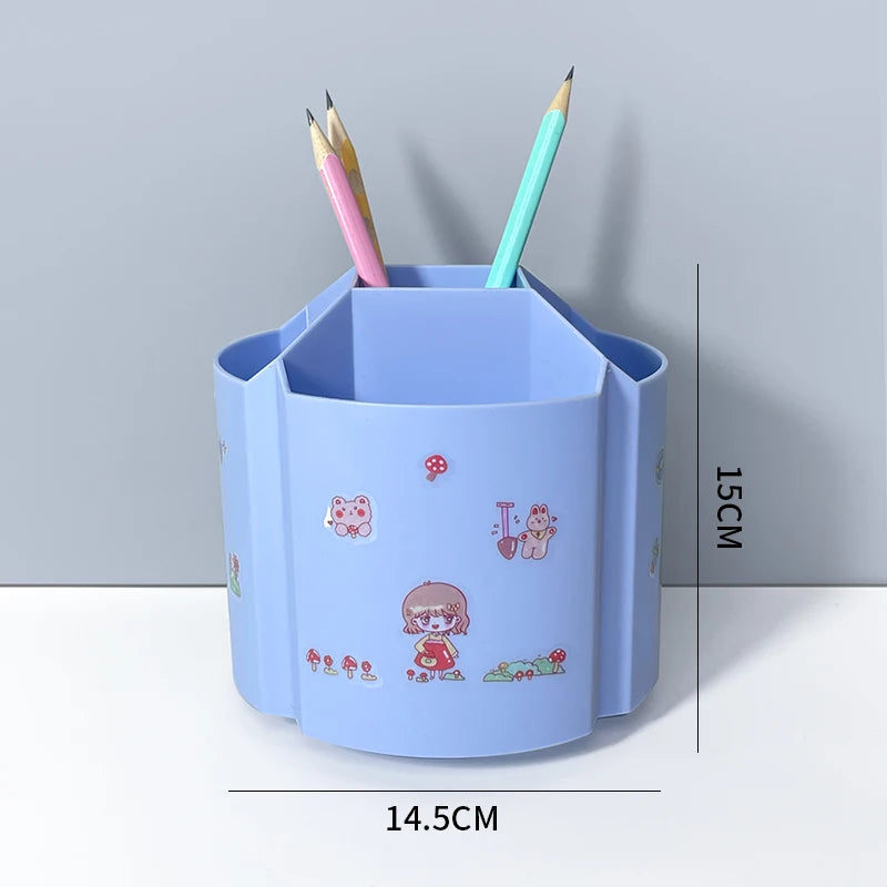 360-degree Rotating Pen Holder Large Capacity Office Desktop Stationery Storage Box Multifunctional Brush Holder Pen Box for Stu