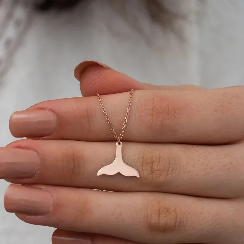 Hemasa Stainless Steel  Fish Tail Pendant Choker Necklaces For Women Wedding Party Gifts