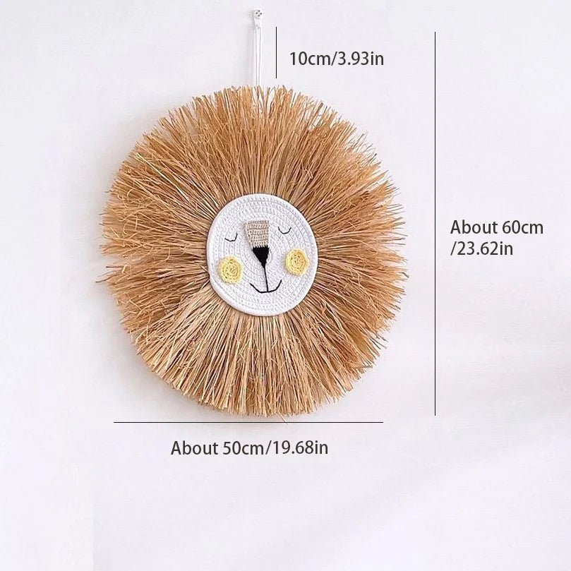 Nordic Kids Baby Room Decoration Handmade Animal Lion For Children's Bedroom Wall Decor Cute Bear Panda Nursery Hanging Ornament