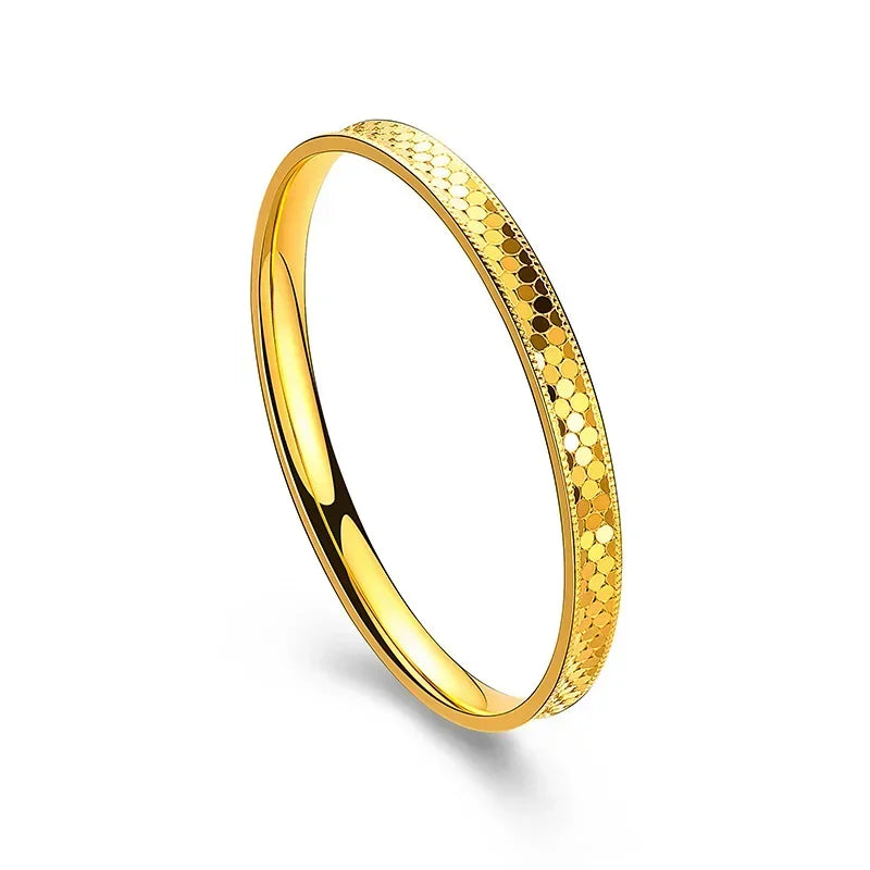 9999 Real Gold 24K Yellow Gold Dragon Scale Bracelet Honeycomb High Sense Bangle for Women Wedding Fine Jewelry