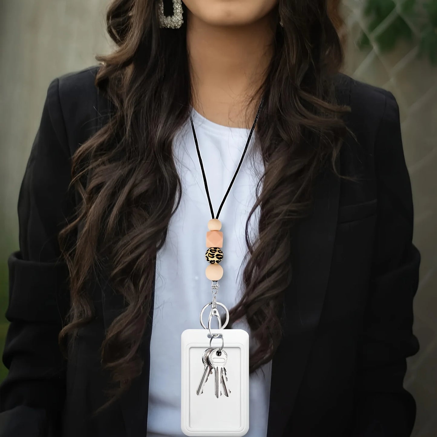 Hemasa Silicone Bead Neck Lanyard with ID Badge Holder for ID Card,Keys,Keychain Great Gifts for Women,Staff Teacher