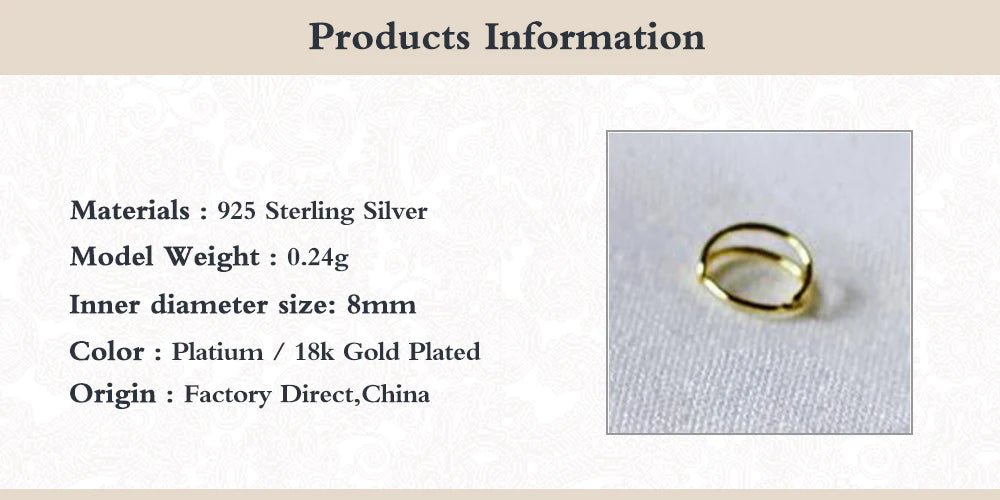 Aide 925 Sterling Silver Double Circle Nose Rings For Women Girls Small Open Hoop Ring Type Piercing Cartilage Stud Body Jewelry
