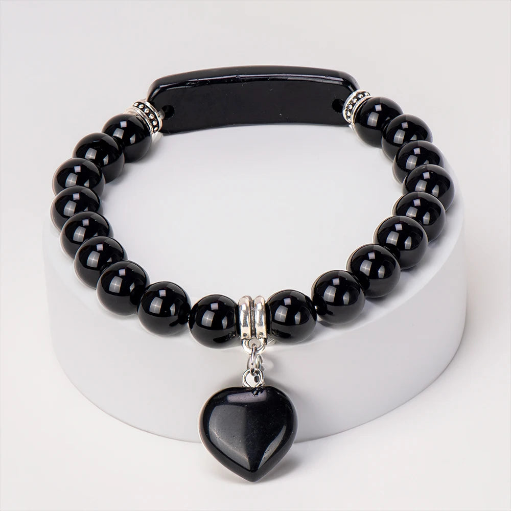 Natural Stone Crystal Bracelets Strand Heart Italian Charm Beaded Matching Love Moonstone Jade Summer For Women Jewelry Gift