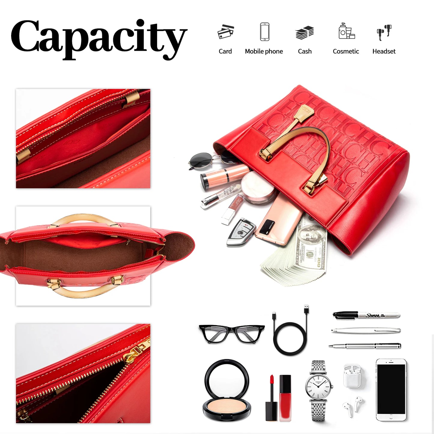 Luxury Exquisite Retro Multi Functional Multi Occasion Flower Handbag Women's New Large Capacity Handbag