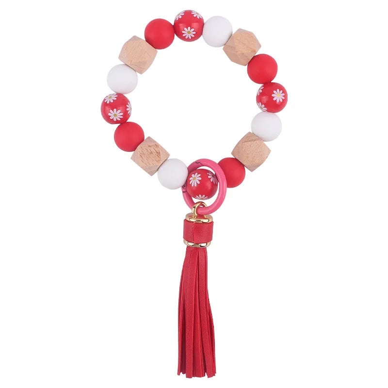 Hemasa Silicone Round Beads  Keychain For  Women Wristlet /Bracelet Keyring For Anti-Loss Lobster Clasp Keychain Jewelry
