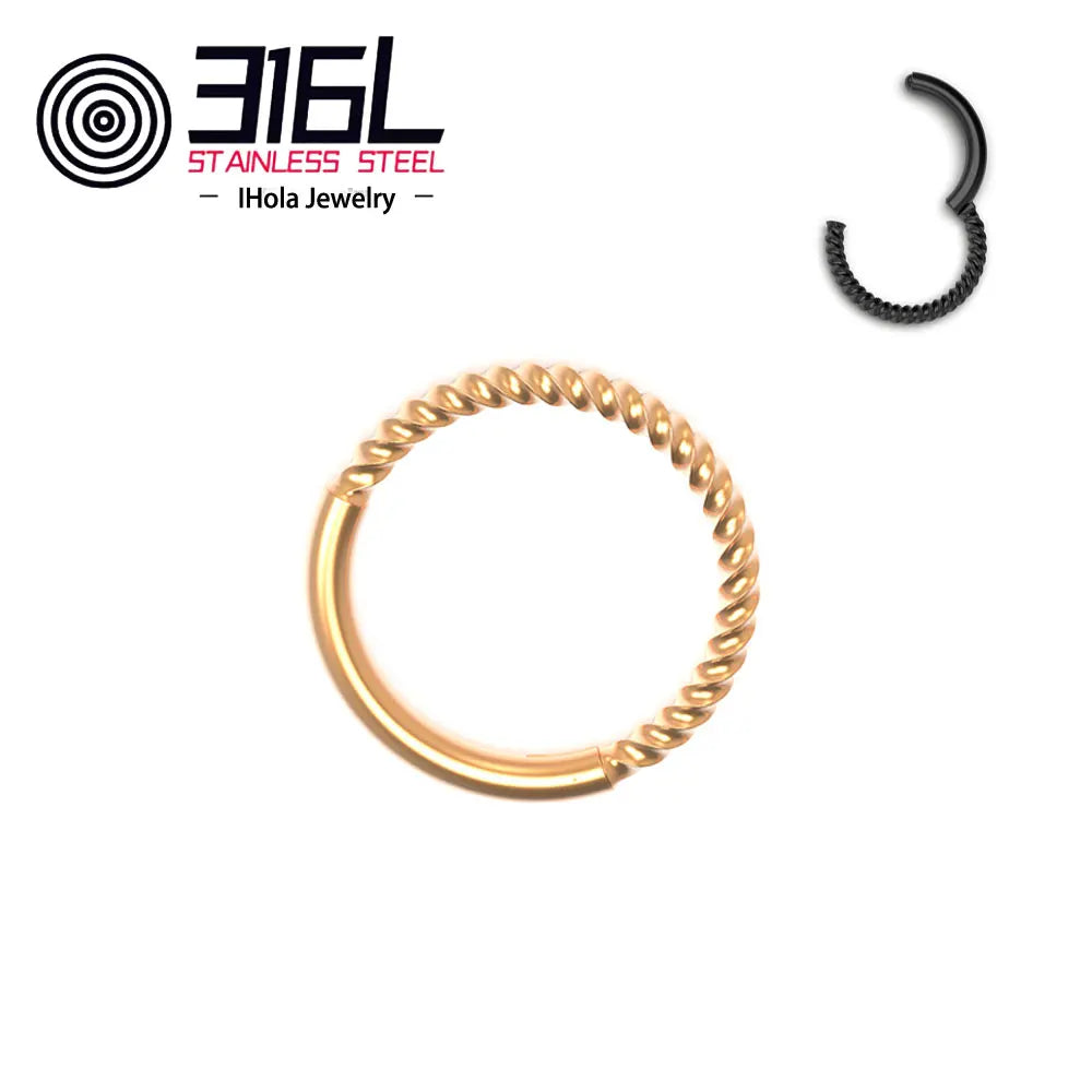 316L Medical Stainless Steel Body Piercing Jewelry Various Specifications Twist Nose Ring Earrings