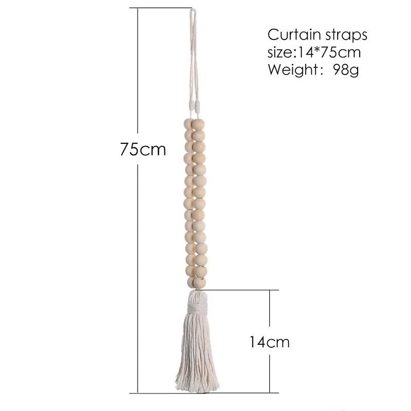 Bohemian Style Hand-woven Curtain Tie Rope With Beadfringe Farmhouse Decorative Pendant Curtain Tassel Strap Room Decor