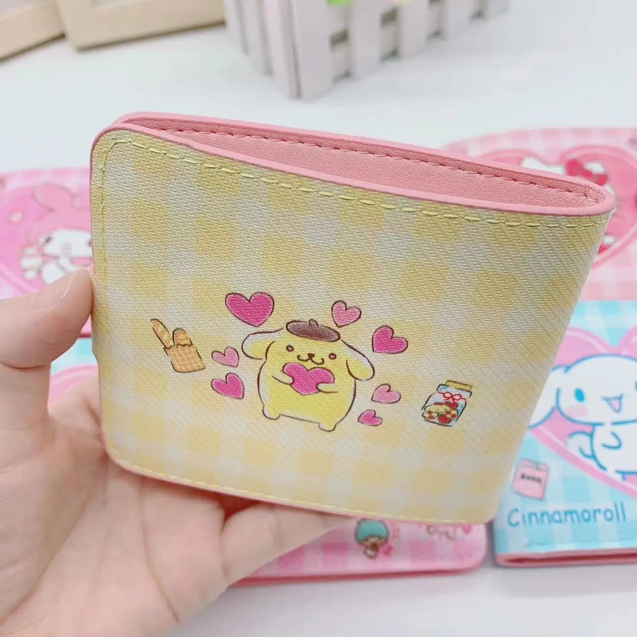 New Sanrio PU Cartoons Women's Wallet Hello Kitty Kulomi Melody Cinnamoroll Portable ID Card Holders Coin Purse Cute Girls Gifts
