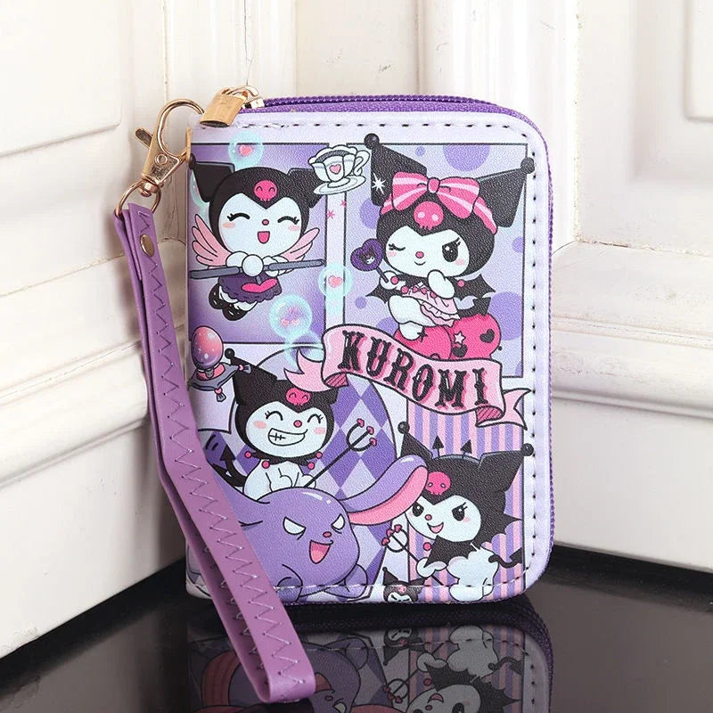 Cartoon Kuromi Short Version Waterproof Money Bag Zipper Coin Purse Multiple Card Slots Wallet Portable Decoration Girl Gift