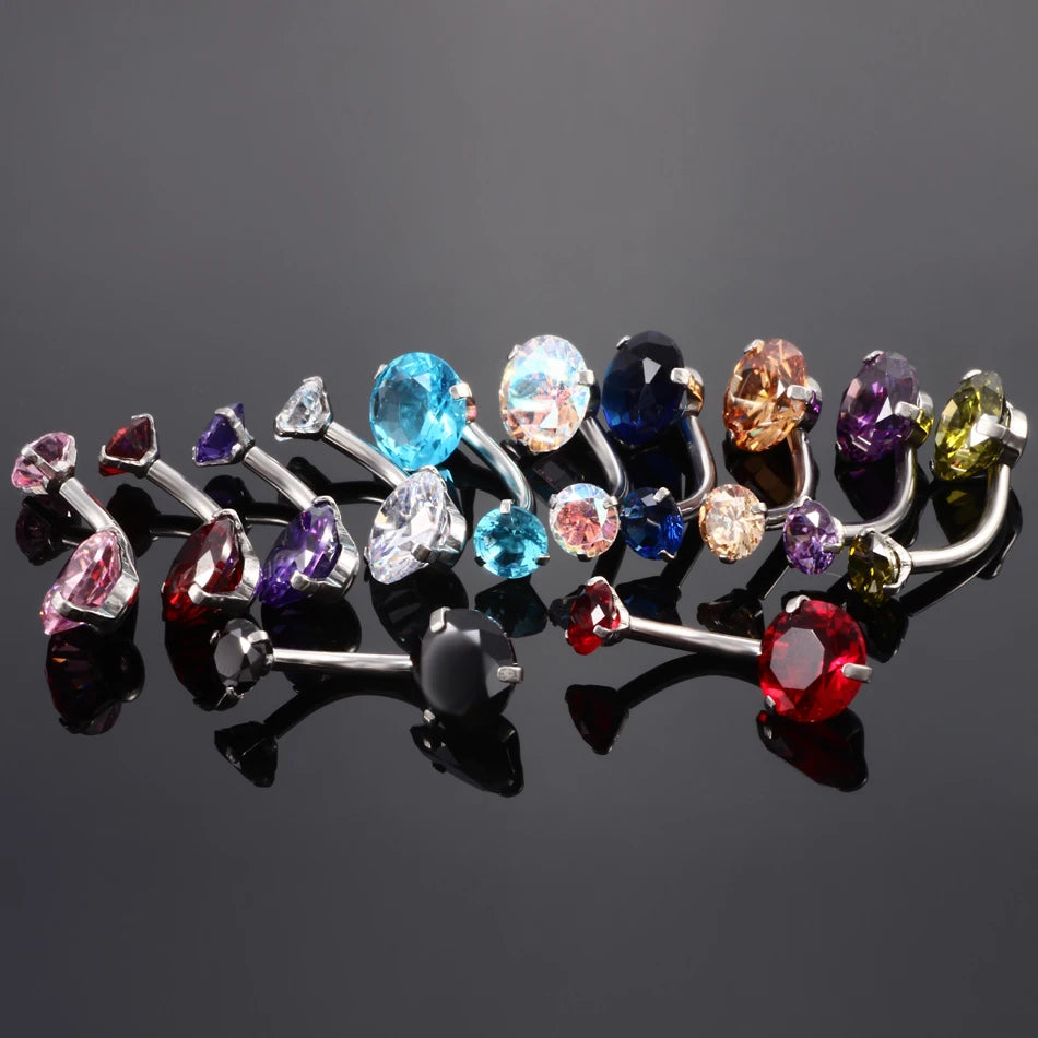 10PC Navel Piercing Stainless Steel Earrings 14G Belly Button Ring Pircing Nombril Internal Thread Belly Bars Ombligo Jewelry