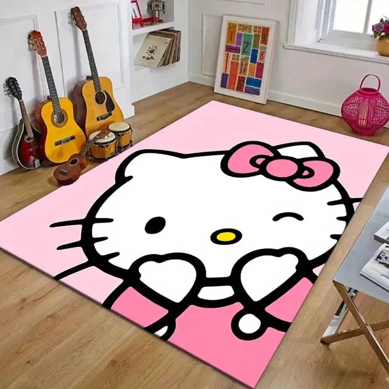 MINISO Sanrio Hello Kitty Cartoon Rug Children Bedroom Room Carpet Home Carpet Full Coffee Table Bedside Living Room Carpet