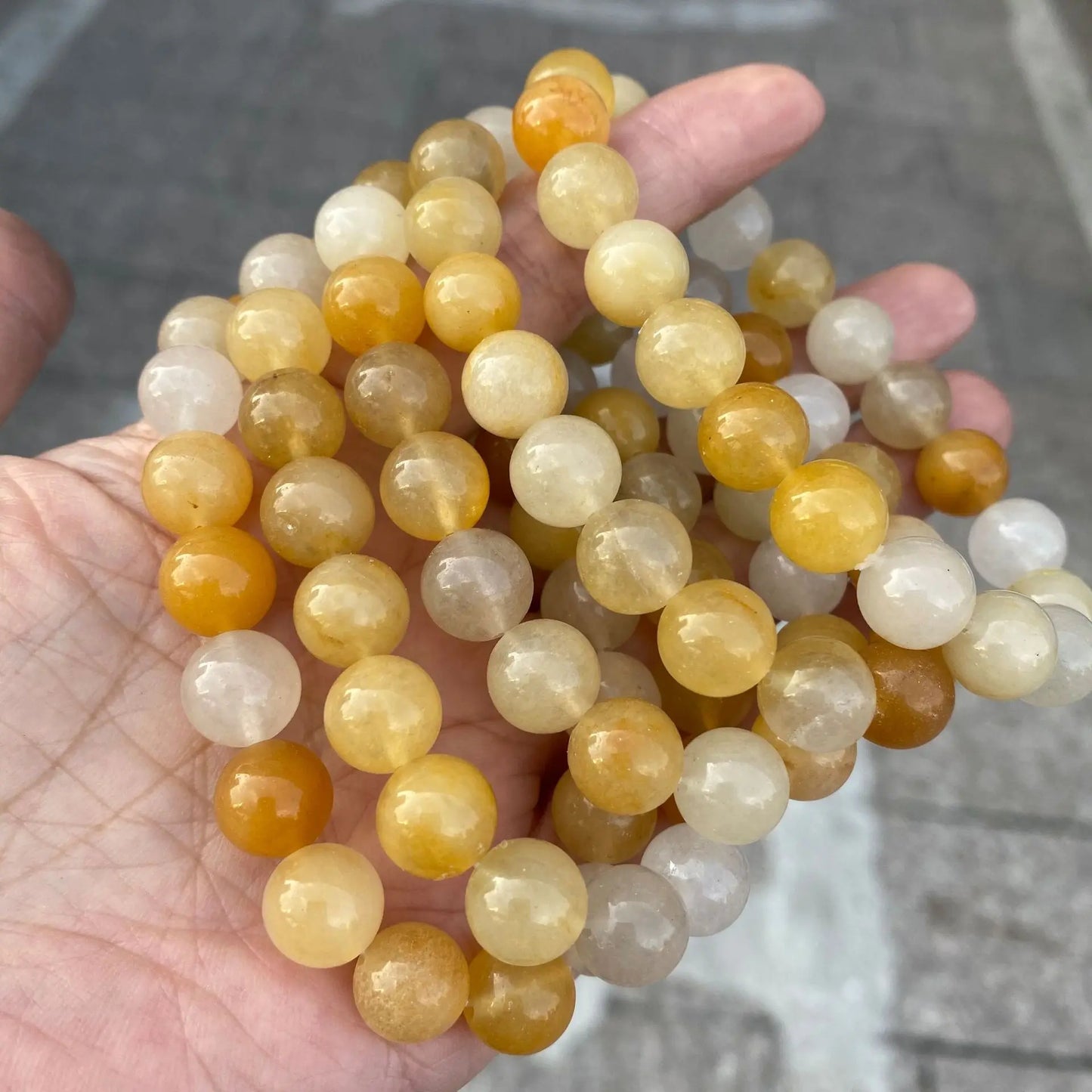 Natural Stone Aragonite Beads Bracelet Women Yellow Topaz Jade Quartz Crystal Yoga Reiki Healing Stretch Bangles Female