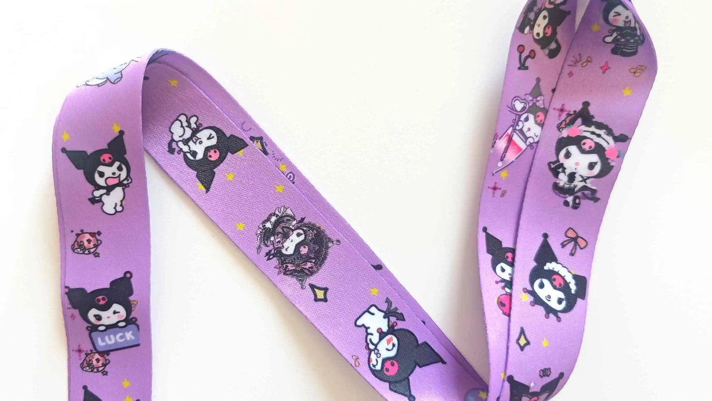 Hemasa Kuromi Cartoon Key Lanyard ID Badge Holders Animal Phone Neck Straps with Keyring