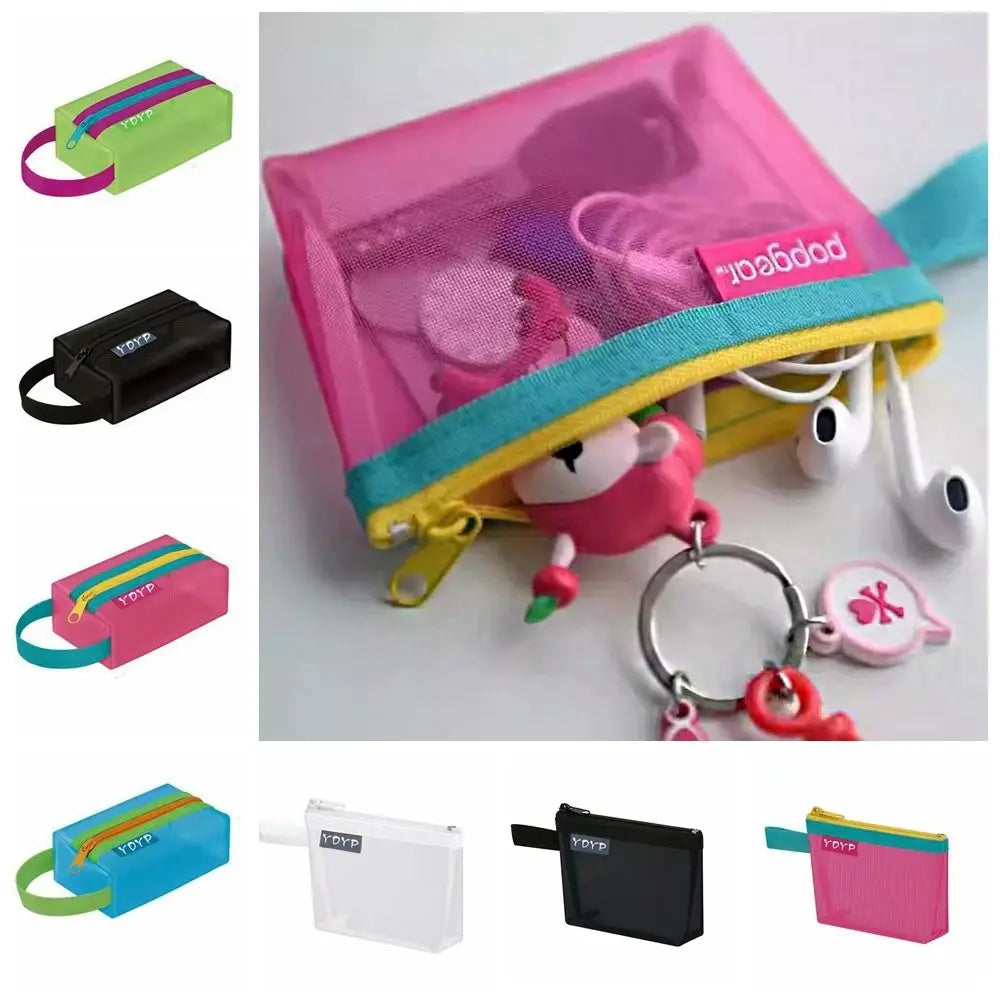 ID Credit Card Holder Mesh Storage Bag Lipstick Bags Zipper Pouch Cosmetic Bag Lipstick Bag Travel Organizer Small Coin Purse