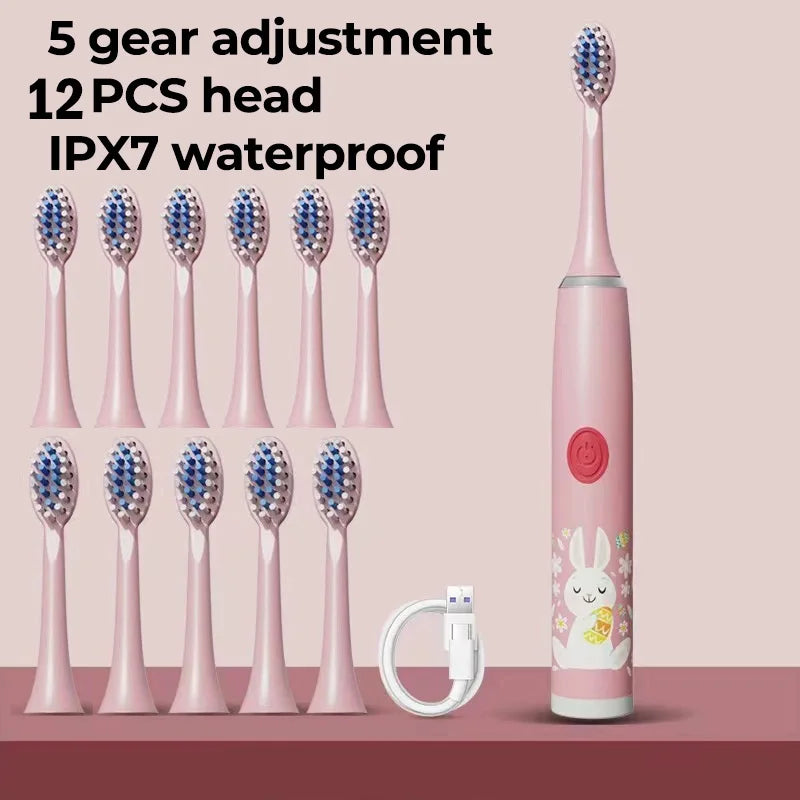 Children Sonic Electric Toothbrush Cartoon Kids With Replace The Toothbrush Head Ultrasonic Electric Toothbrush Sonic Brush Head