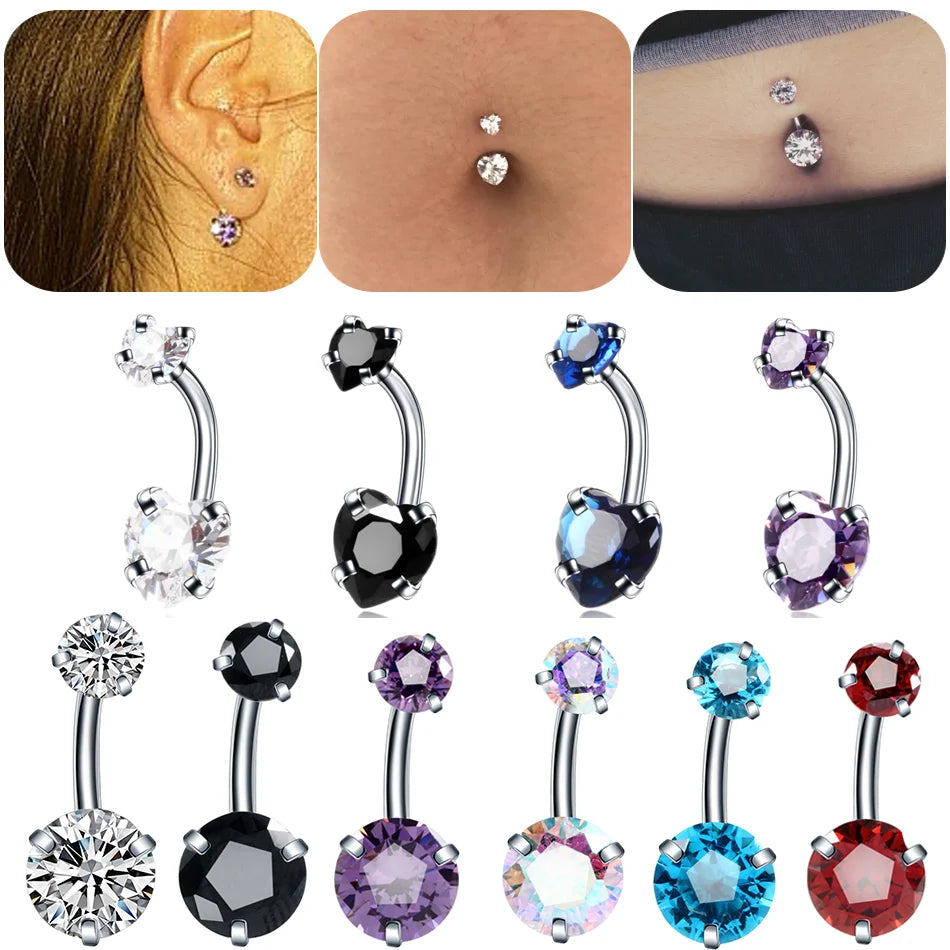 10PC Navel Piercing Stainless Steel Earrings 14G Belly Button Ring Pircing Nombril Internal Thread Belly Bars Ombligo Jewelry
