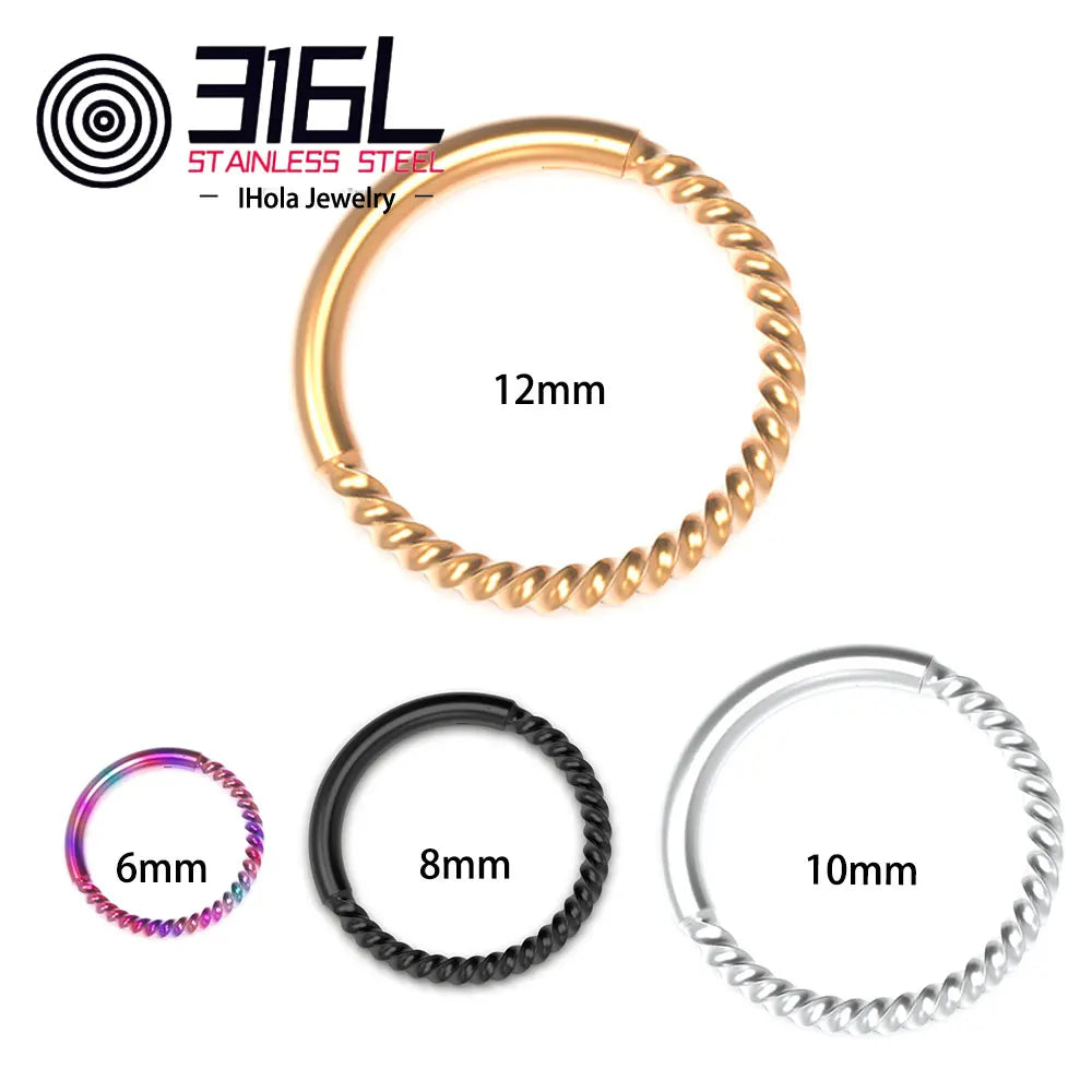 316L Medical Stainless Steel Body Piercing Jewelry Various Specifications Twist Nose Ring Earrings