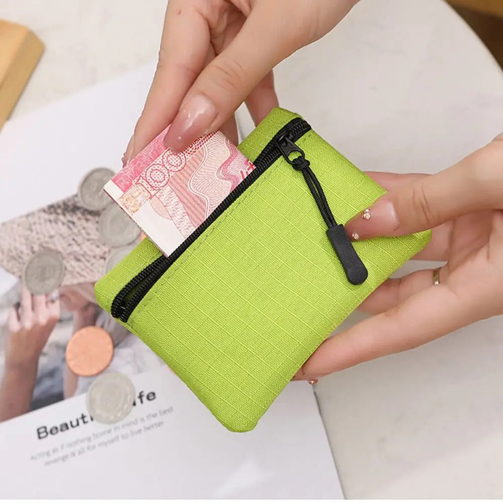 Korean Style Ox Cloth Coin Purse Portable Wallet Zipper Small Item Bag Coin Purse Solid Color Card Storage Bag Travel