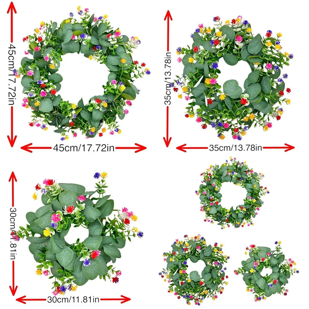 45cm Artificial Green Olive Wreath Greenery Wreath with Olive Leaves Olive Bean for Front Door Farmhouse Home Wall Window Decor