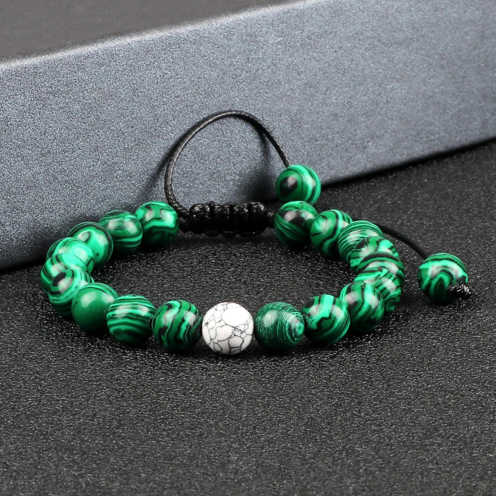 8mm Natural Stone Beads Bracelet for Women Men Handmade Lava Tiger Eye Bangle Woven Adjustable Rope Energy Healing Jewelry Gifts