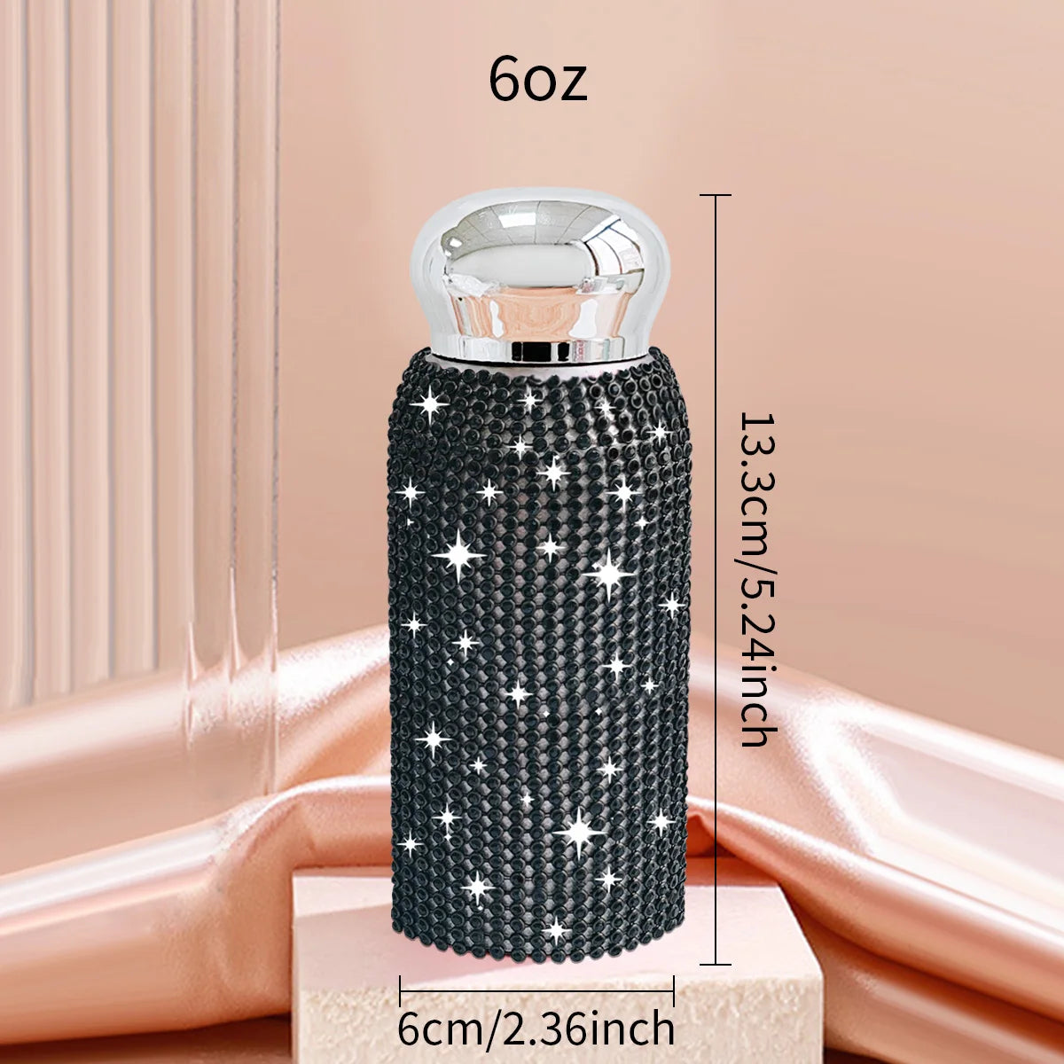 6oz Shine Insulation Cup Sparkling Stainless Steel Liner Coffee Vacuum Cup Flask Gift Portable Pocket Cup