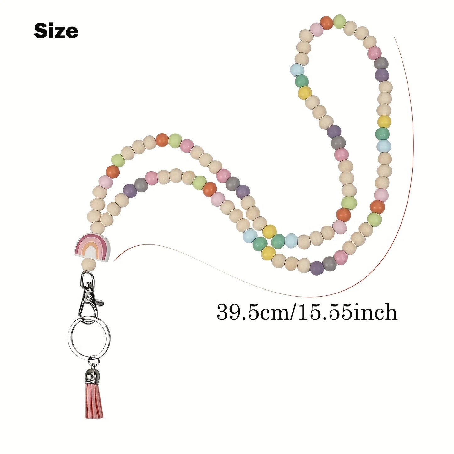Hemasa Wooden Beaded Lanyard for Keys Keychain ID Card Holder Fashion Necklace Lanyards for Women Gift