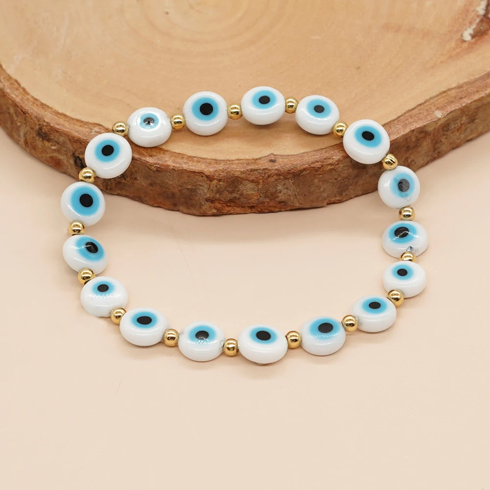 Go2Boho Evil Eye Beaded Handmade Bracelet Boho Accessories Jewelry Stretch Bracelets for Women Men Bohemia Charm Gift