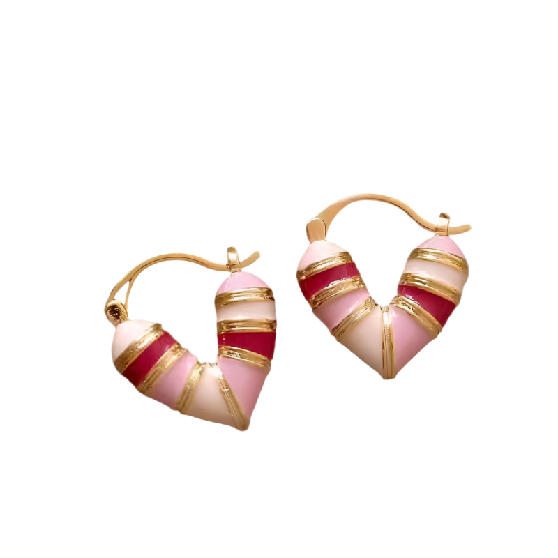 Hemasa Small Love Heart Hoop Earrings For Women Fashion Metal Jewelry Party Gift