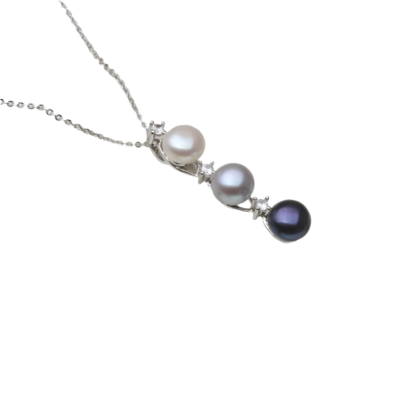 Hemasa  Multicolor Pearl pendant Freshwater Three beads pendant Necklace  for women wedding party Daily gift