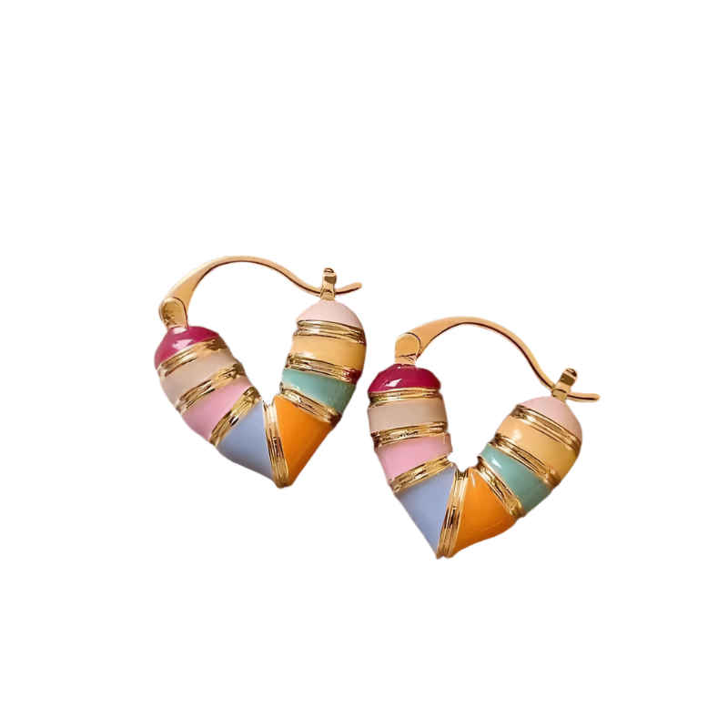 Hemasa Small Love Heart Hoop Earrings For Women Fashion Metal Jewelry Party Gift