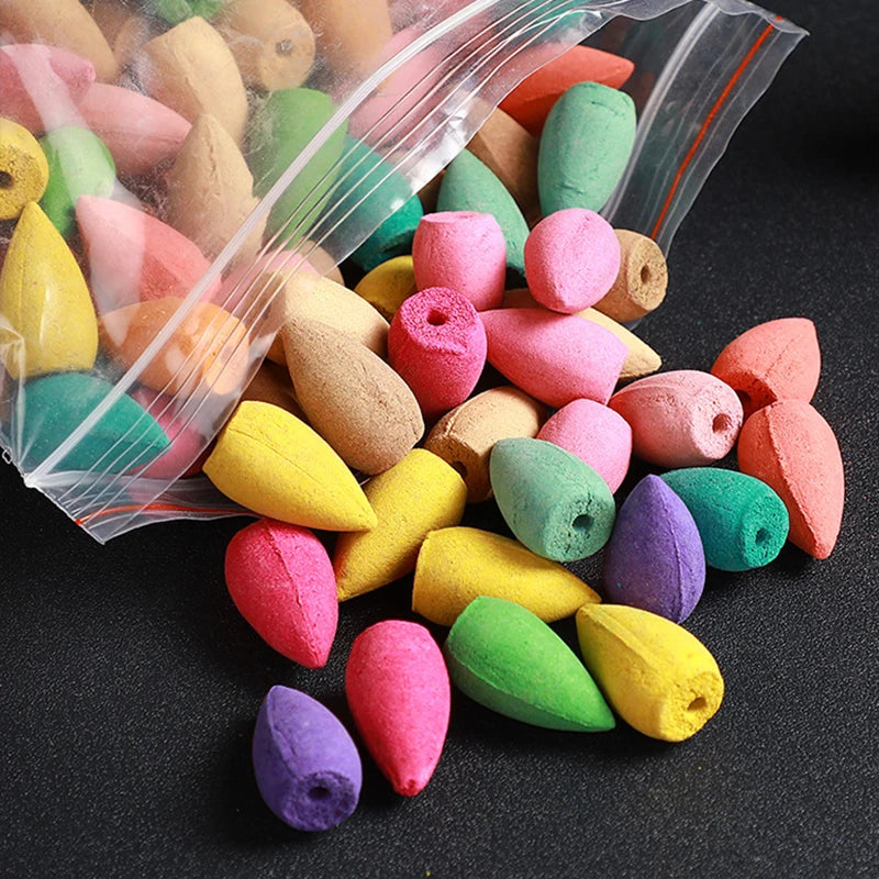 Hemasa 1pack Backflow Incense Cones Pack of 30/60/100/300 Mixed Flavor Natural Incense Floral Lavender Sandalwood Aloes Aromatherapy