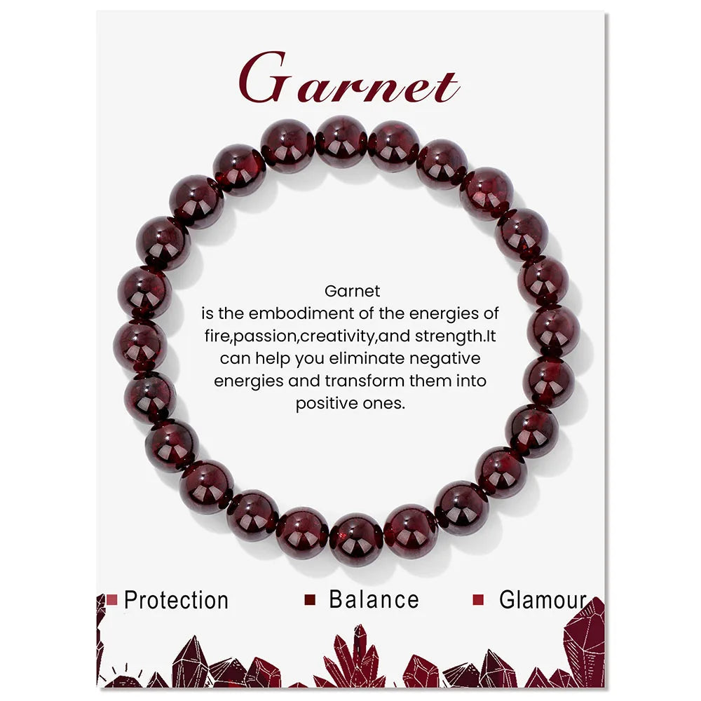 8mm Natural Stone Beads Bracelet Amethysts Lapis Lazuli Rose Pink Quartzs Crystal Stretch Bracelet With Card For Women Men Gift