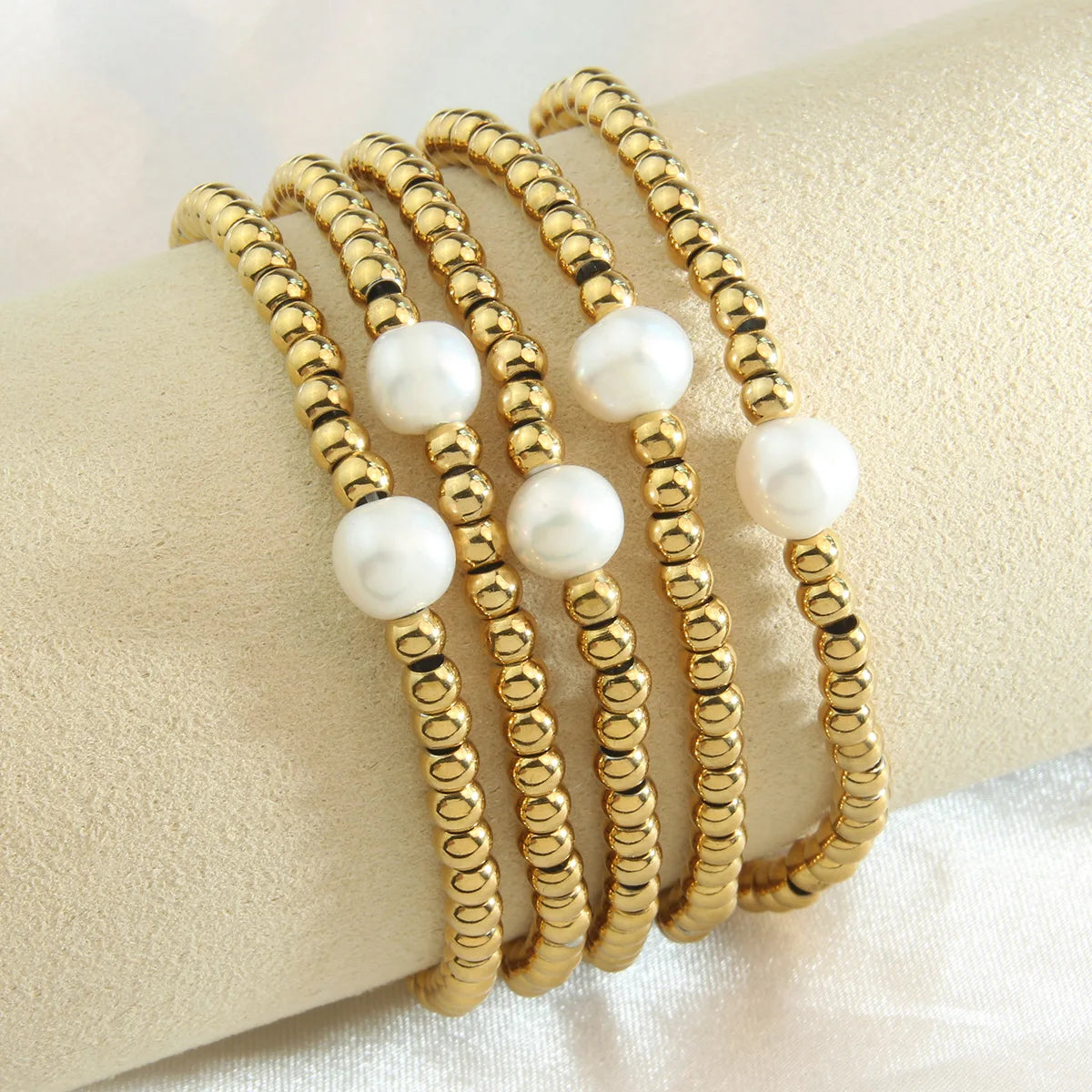 KKBEAD Stretch Bracelet Ins Fashion Natural Pearl Bracelets Jewelry for Women High Quality Gold Color Beads Pulseras Accessory