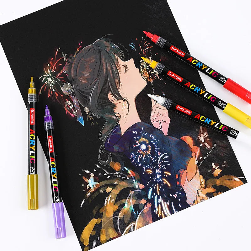 12 colors markers art valve watercolor oil pastel pens acrylic pens 0.7 line width ceramic pens