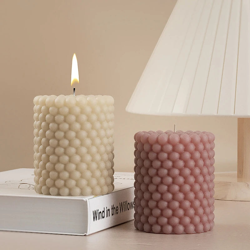 3D Cylindrical Bead Bubble Candle Molds Ball Shape Soap Gypsum Chocolate Mould Soy Wax Making Silicone Mould For Candle Making
