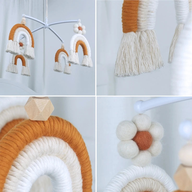 Hemasa Handmade Rainbow  Baby  Mobile Rattle Musical Rattles Kids Girls Bedroom Hanging Decor